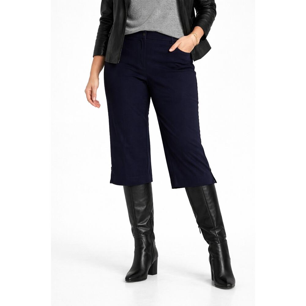 Rekucci Womens Cropped Pants Navy High Rise Pull On